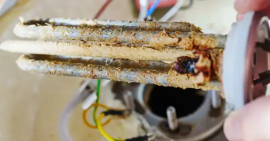 Mineral deposits accumulated from hard water